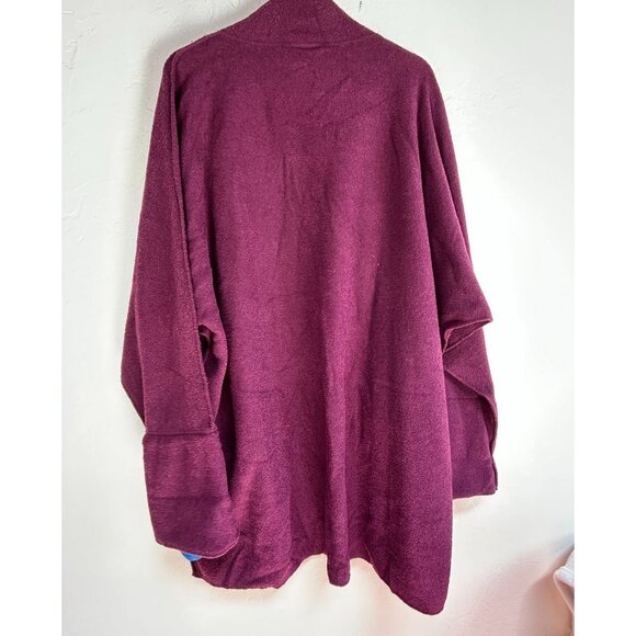 Isabella Womens Large Plum Cape Jacket Cardigan Open Front Lagenlook Pockets New - Picture 2 of 8